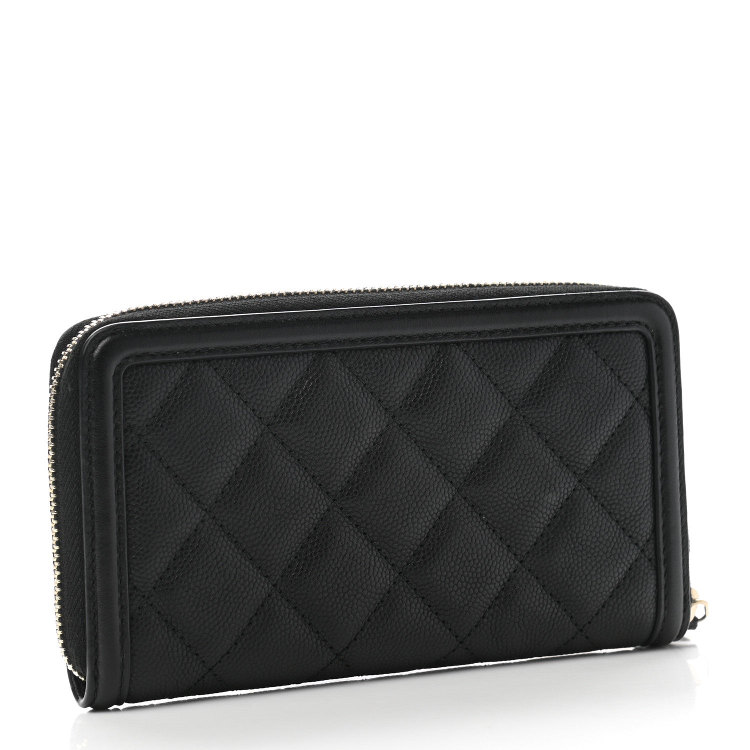 Chanel Caviar Quilted Medium Filigree Zip Around Wallet Black 3 of 9