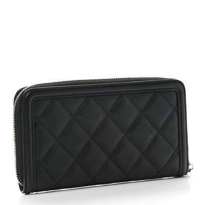 Chanel Caviar Quilted Medium Filigree Zip Around Wallet Black 3 of 9