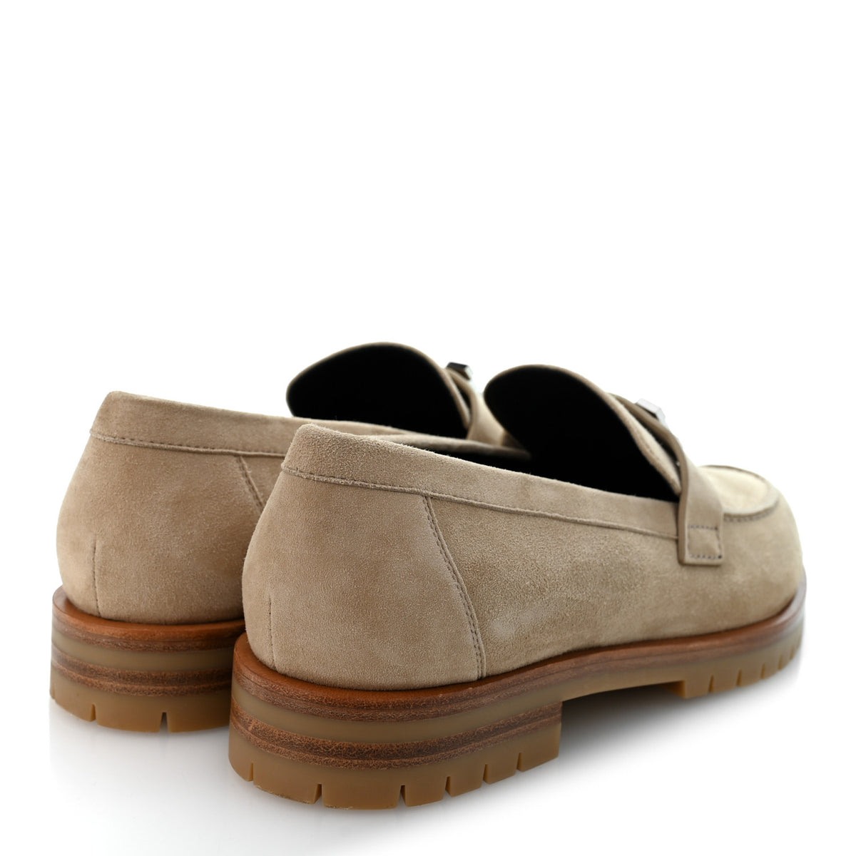 Suede Goatskin Womens Faubourg Loafers 38 Beige Argile