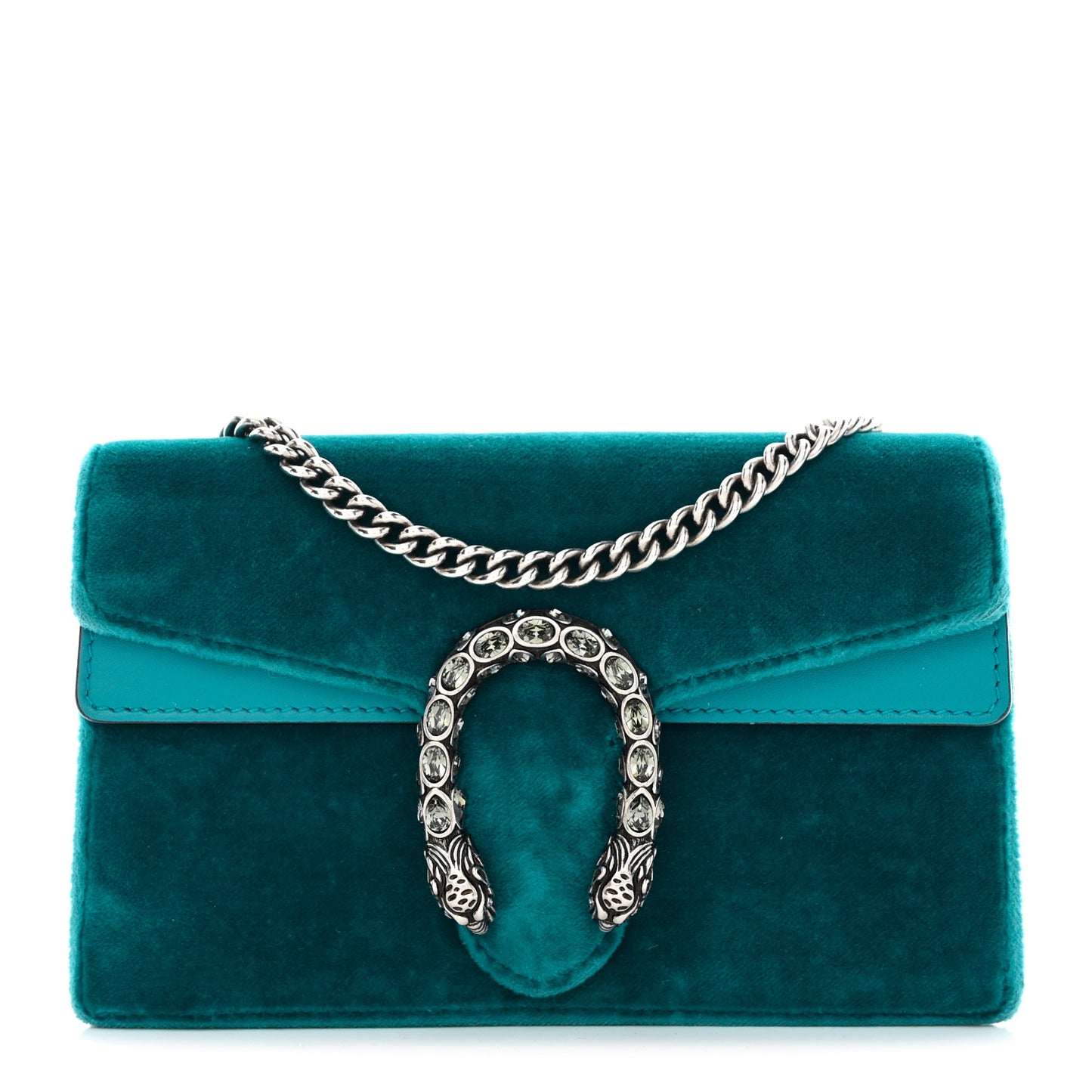 Velvet Super Mini Dionysus Shoulder Bag Pavone Cyan