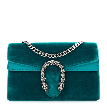 Gucci Velvet Super Mini Dionysus Shoulder Bag Pavone Cyan 1 of 7