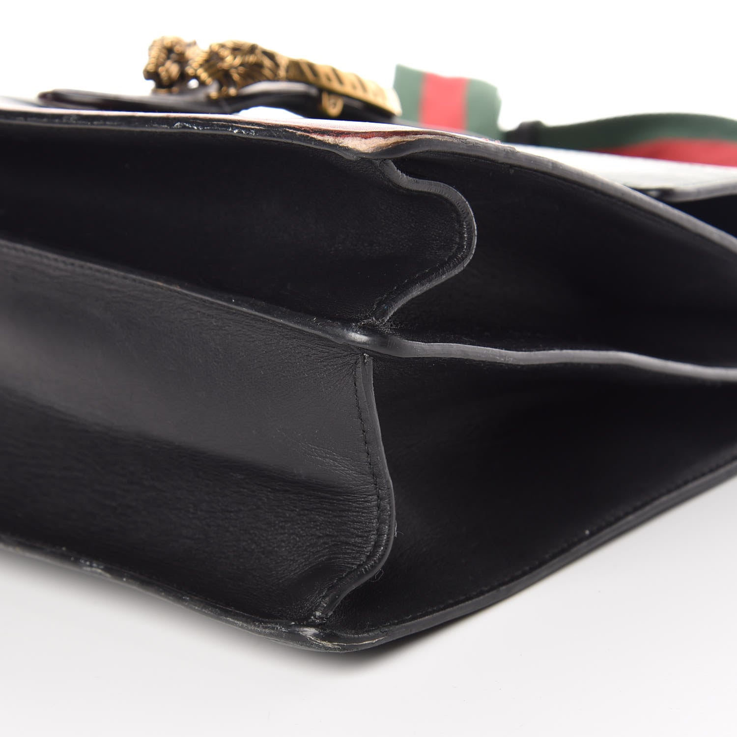 Gucci Calfskin Bamboo Web Large Dionysus Top Handle Bag Black Bright Evergreen Hibiscus Red 25 of 32