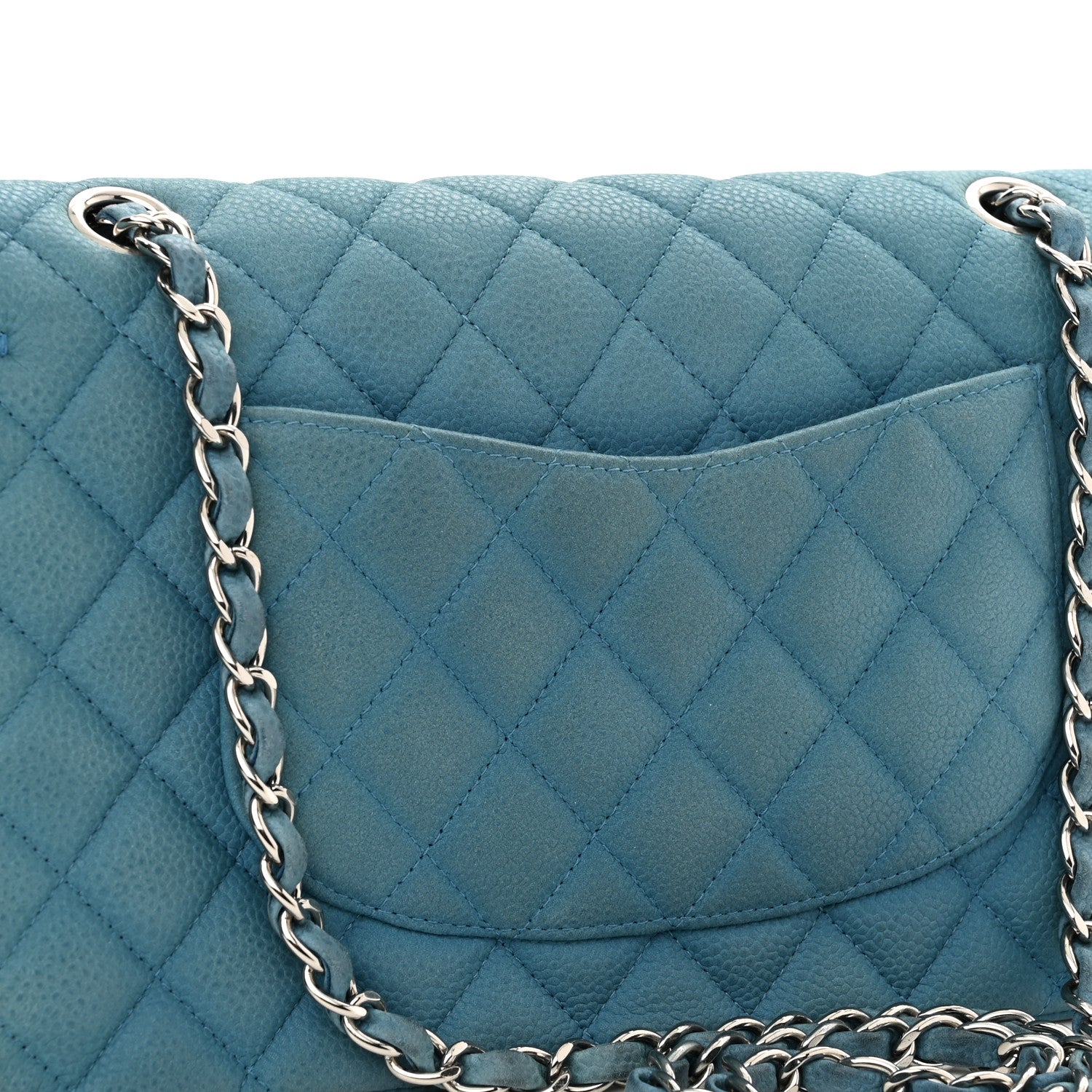 Chanel Iridescent Caviar Quilted Medium Double Flap Blue 11 of 11