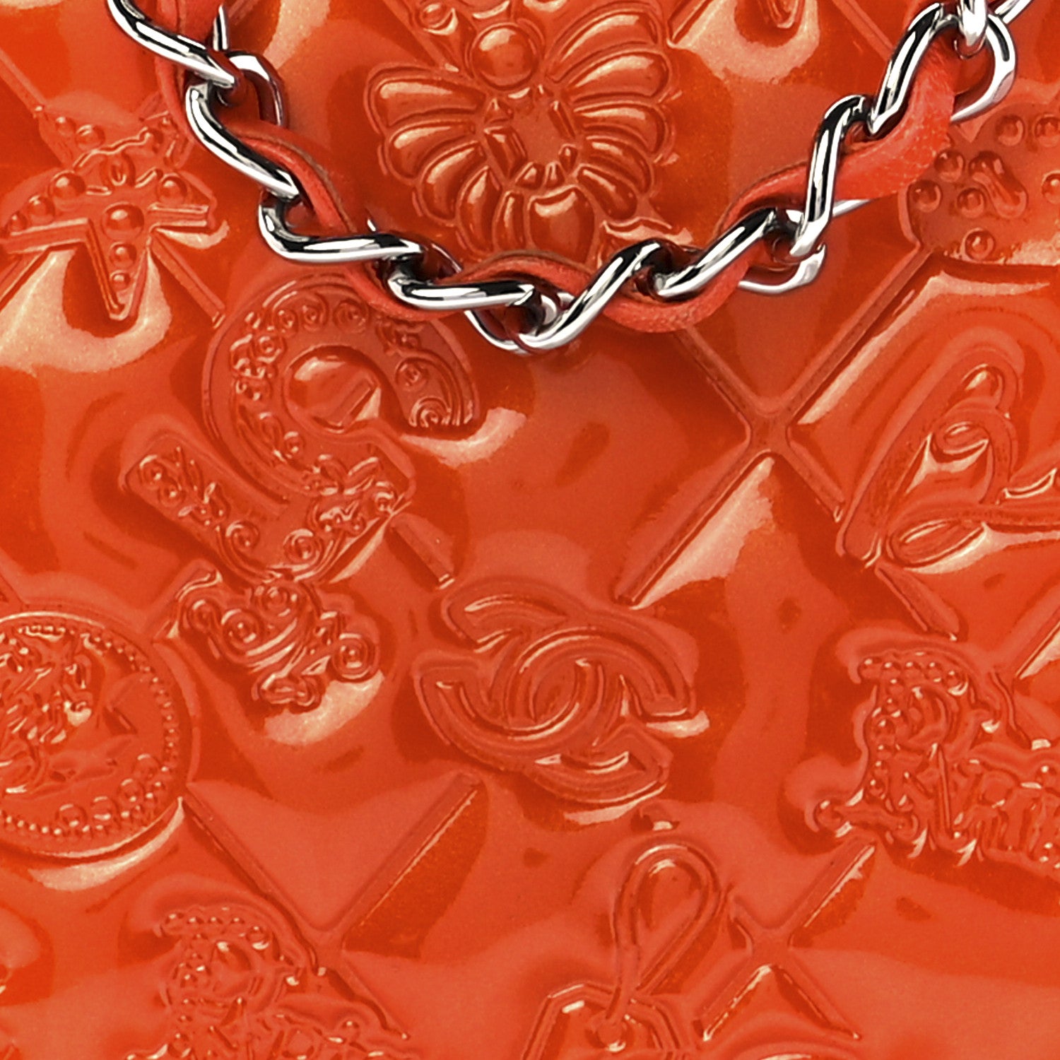 Chanel Patent Calfskin Lucky Symbols Pochette Coral 7 of 10