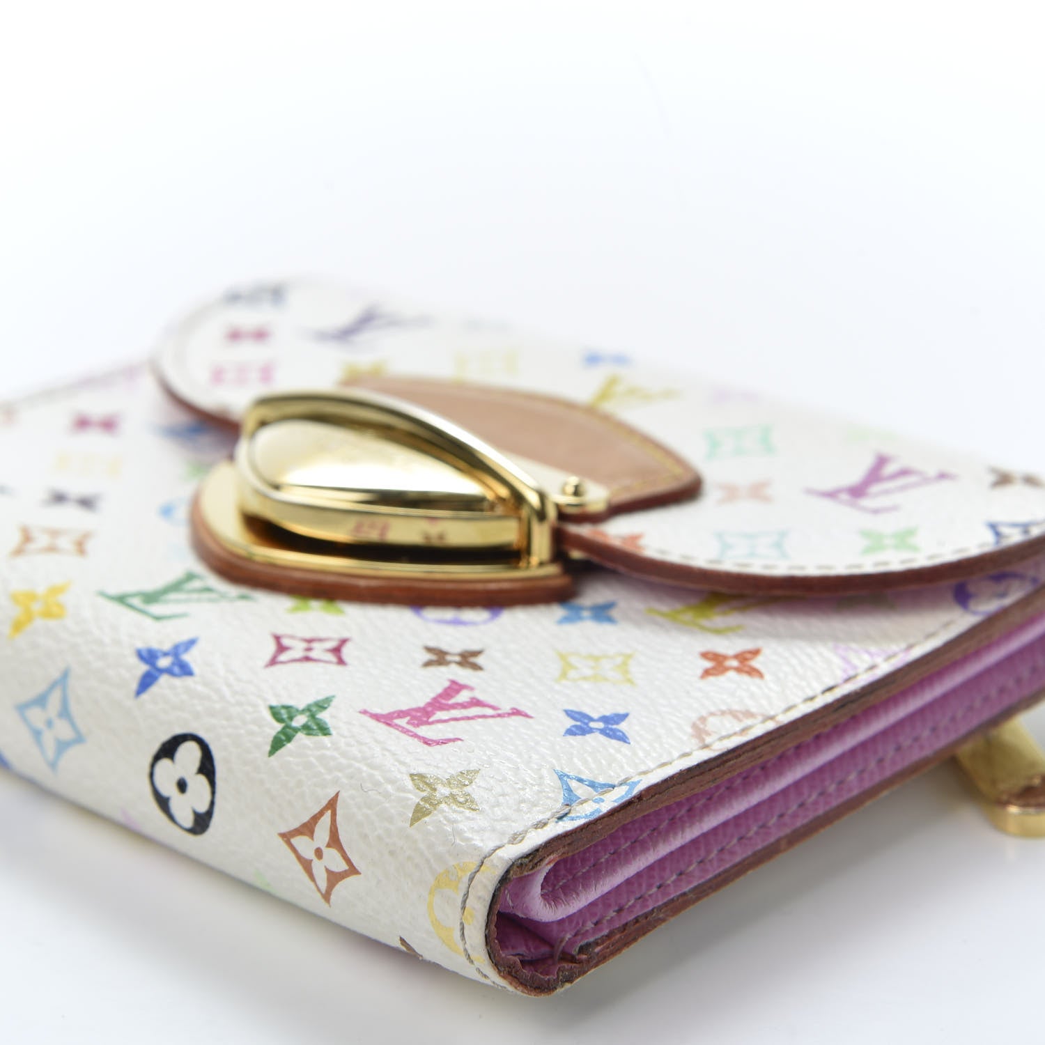 Louis Vuitton Monogram Multicolor Joey Wallet White Litchi 6 of 8