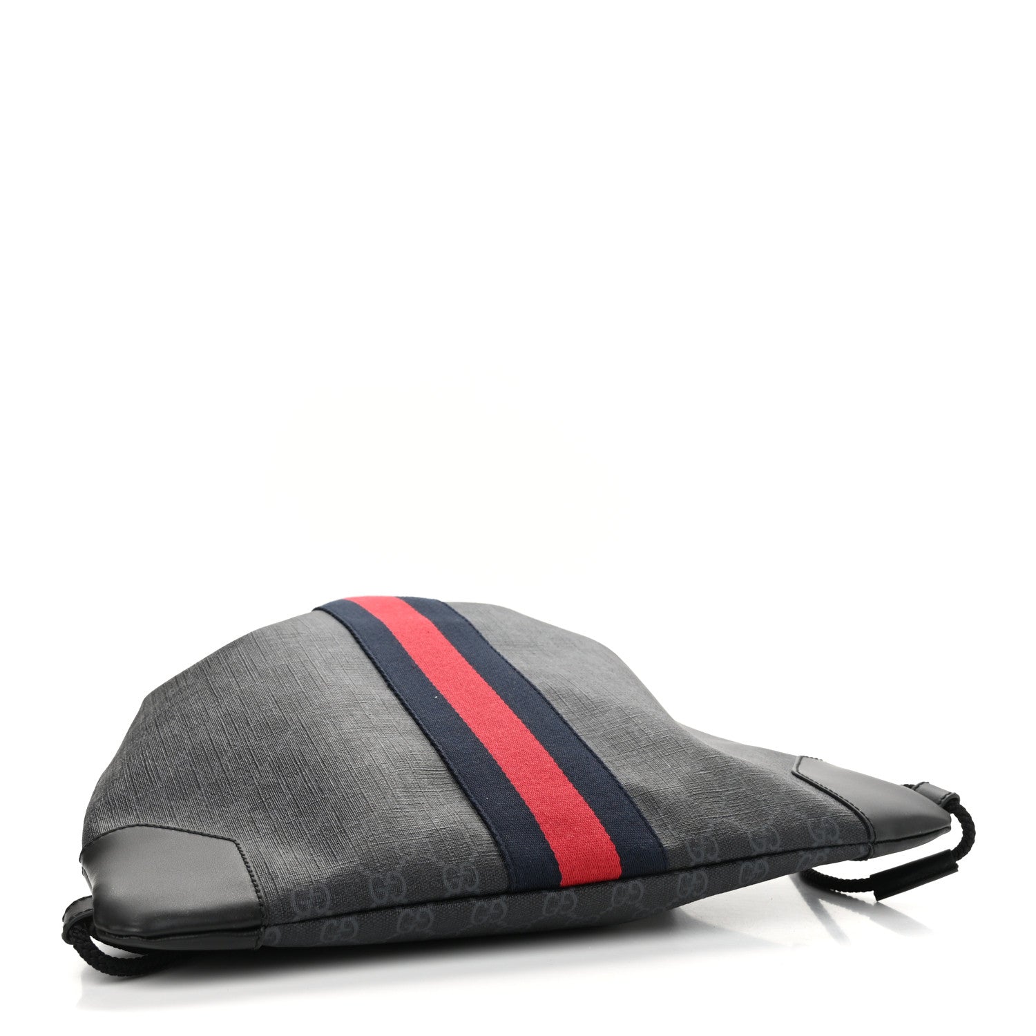 Gucci Soft GG Supreme Monogram Appia Calfskin Web Drawstring Backpack Black 5 of 10
