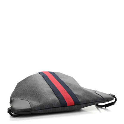 Gucci Soft GG Supreme Monogram Appia Calfskin Web Drawstring Backpack Black 5 of 10