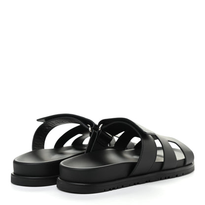 Hermes Calfskin Womens Chypre Sandals 37 Black 4 of 8