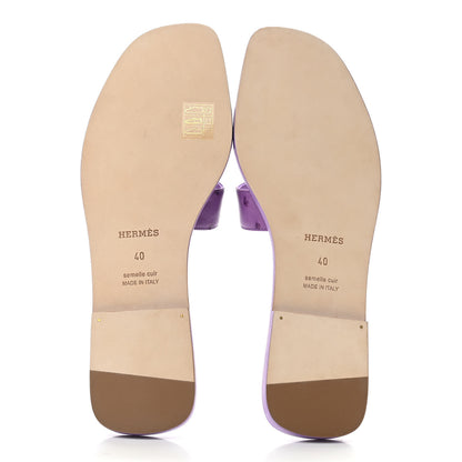 Hermes Ostrich Oran Sandals 40 Violet 5 of 8