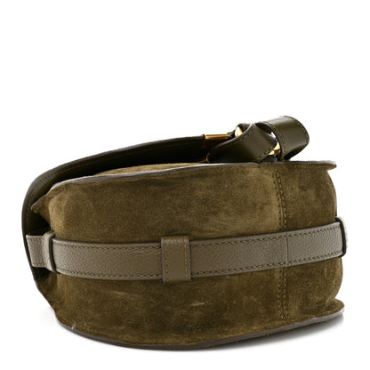 Chloe Suede Calfskin Small Marcie Saddle Bag Deep Olive 4 of 10