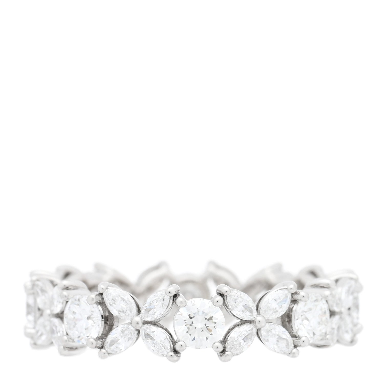 Tiffany Platinum Diamond Victoria Alternating Band Ring 54 6.75 3 of 5