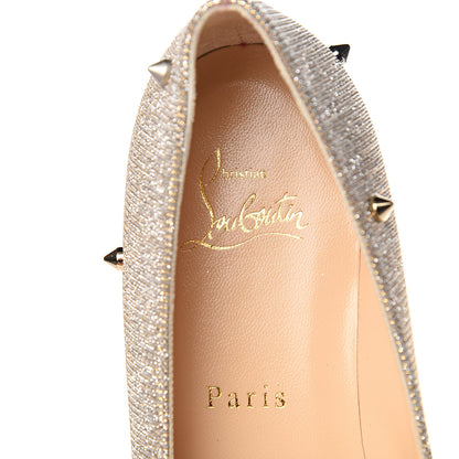 Christian Louboutin Metallic Glitter Fabric Degraspike Flats 38 Silver 7 of 8
