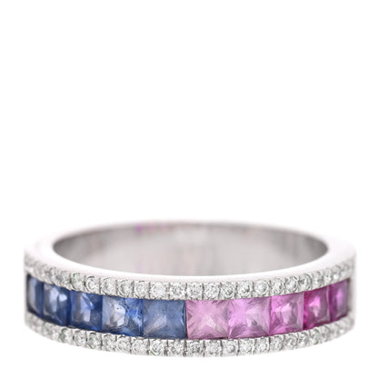Parker & West by FASHIONPHILE 14K White Gold Diamond Blue Pink Sapphire .20ctw Band Ring 53 6.25 7 of 9