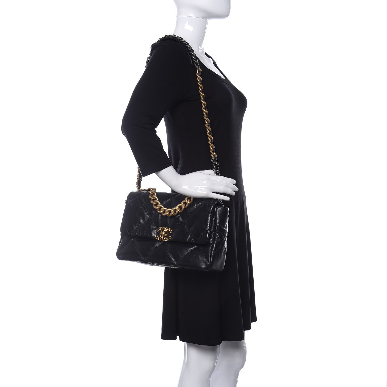 Chanel Goatskin Quilted Large Chanel 19 Flap Black 2 of 10