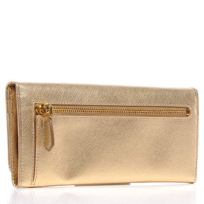 Prada Saffiano Continental Flap Wallet Platino 3 of 10