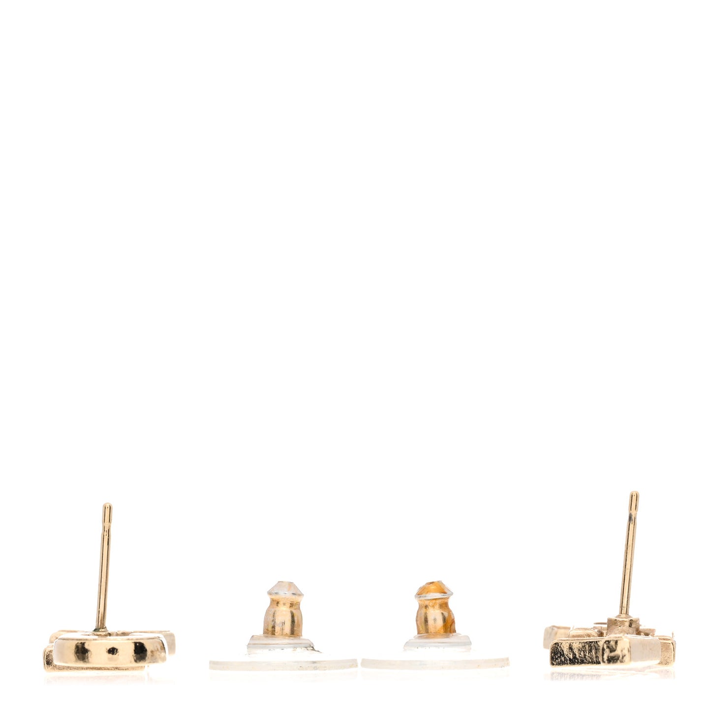 Crystal Cha-Nel Logo Earrings Gold