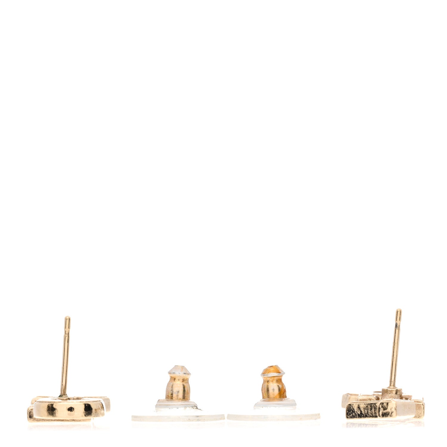Chanel Crystal Cha-Nel Logo Earrings Gold 3 of 4
