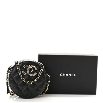 Chanel Caviar Quilted French New Wave Round Clutch With Chain Black 11 of 11