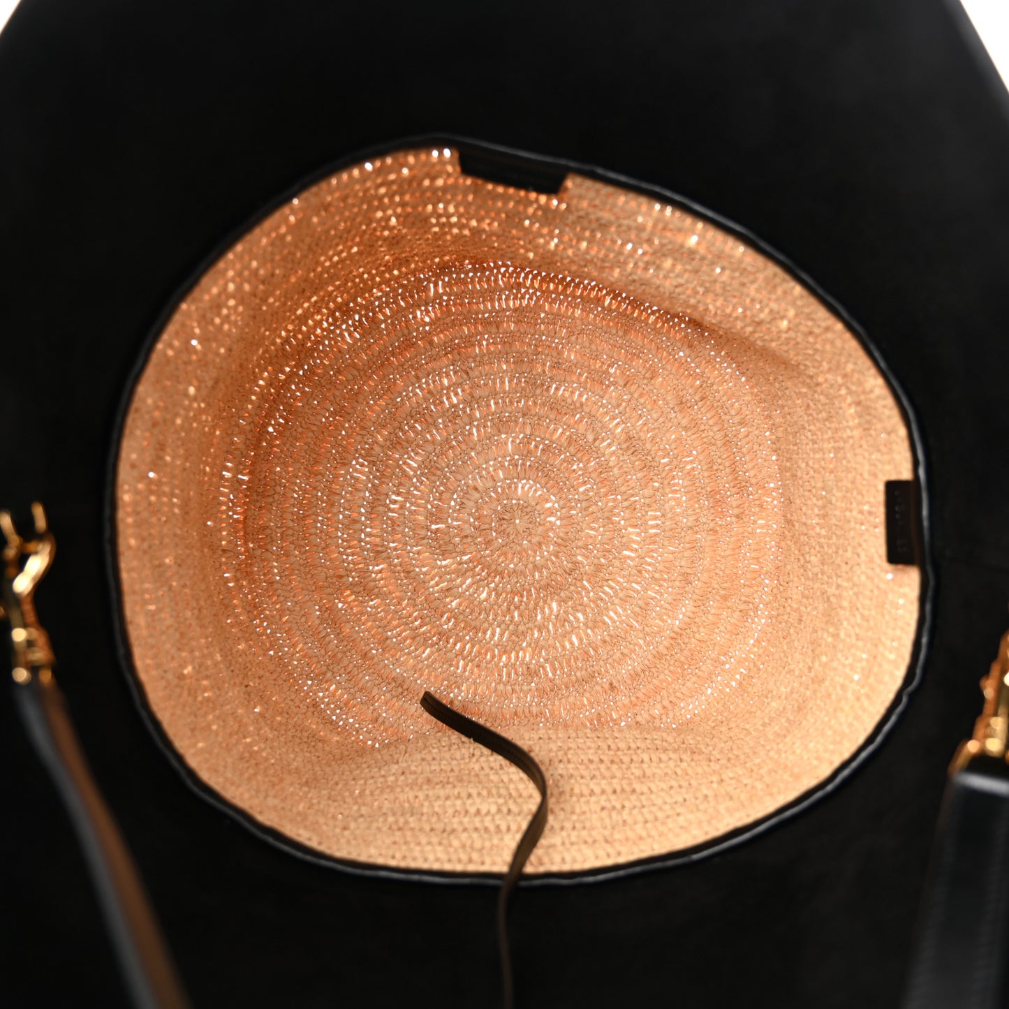 Raffia Calfskin Basket Bag Natural Black