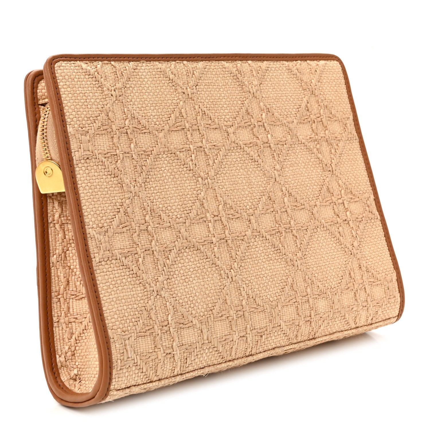 Christian Dior Raffia Cannage 30 Montaigne Dea Pouch Natural