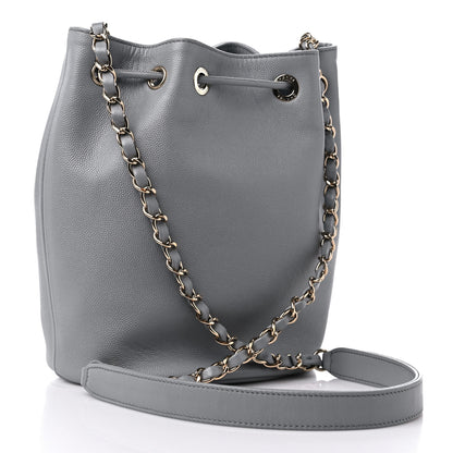 Chanel Caviar Deauville Drawstring Bucket Bag Grey 3 of 11