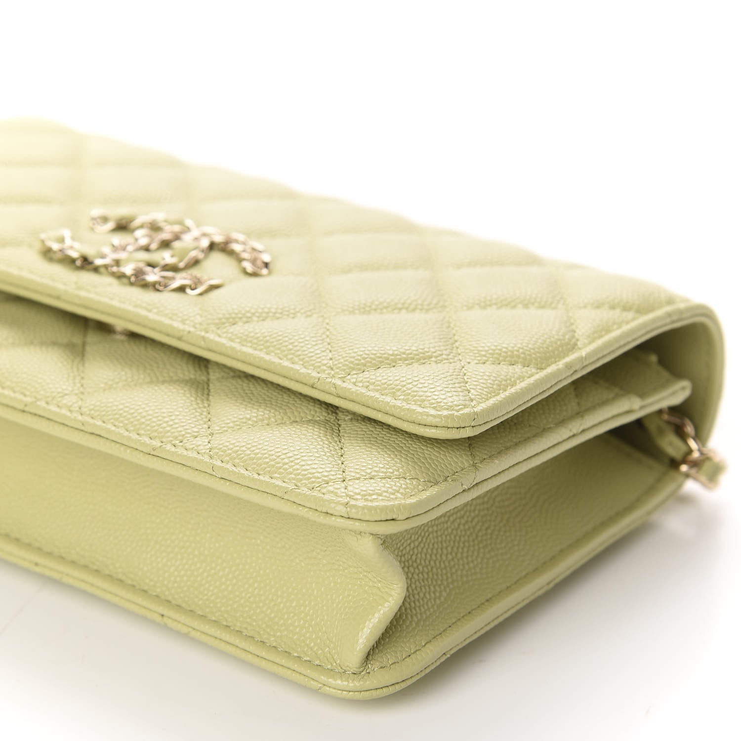Chanel Caviar Quilted French New Wave Chain CC Wallet On Chain WOC Light Green 7 of 12