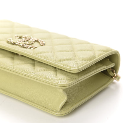 Chanel Caviar Quilted French New Wave Chain CC Wallet On Chain WOC Light Green 7 of 12
