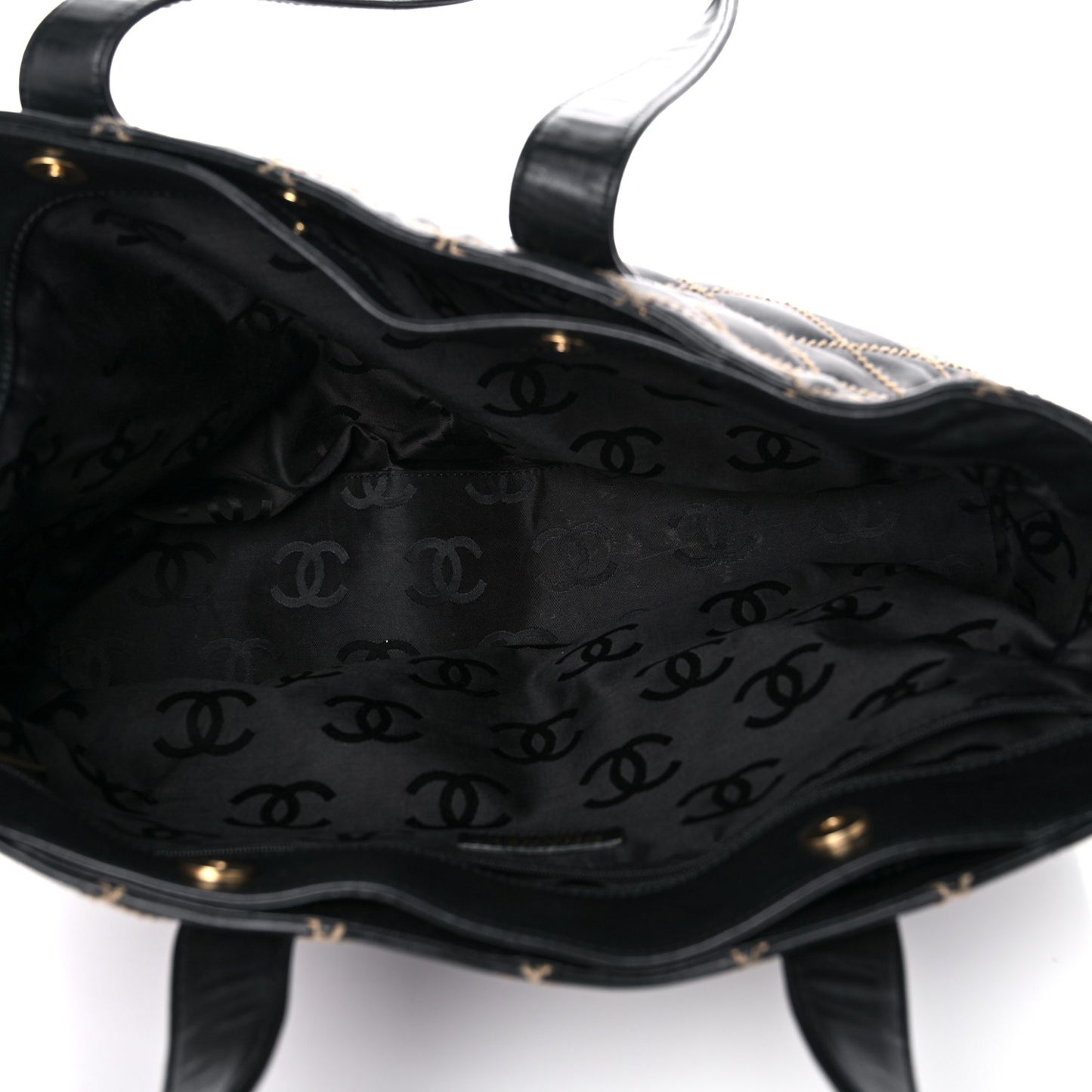 Calfskin Wild Stitch Large Tote Black