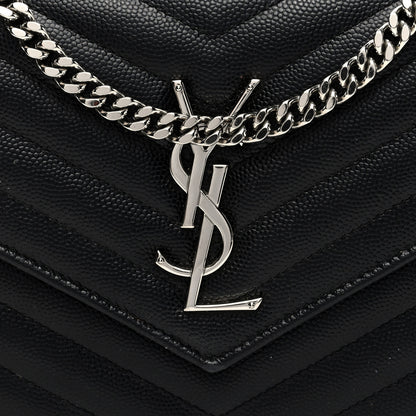 Saint Laurent Grain De Poudre Matelasse Chevron Monogram Chain Wallet Black 7 of 10