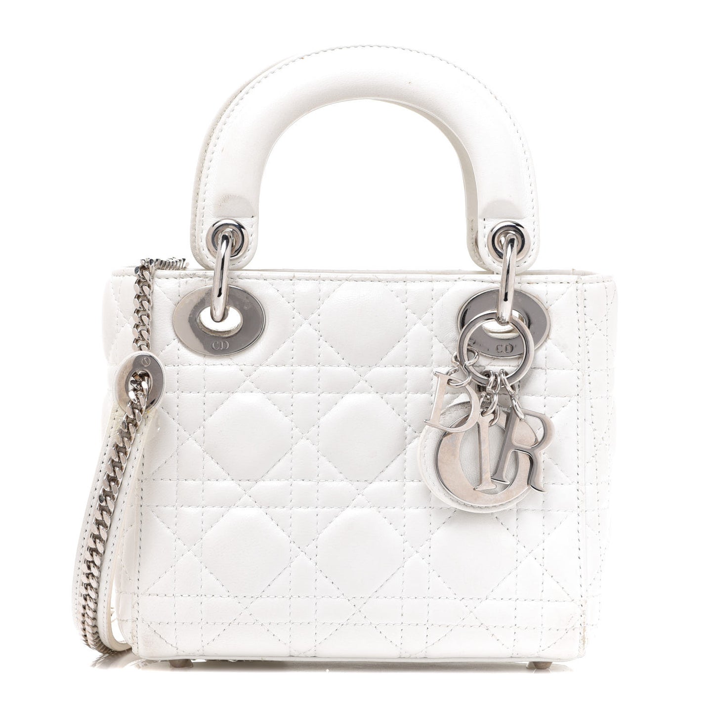 Lambskin Cannage Mini Lady Dior White