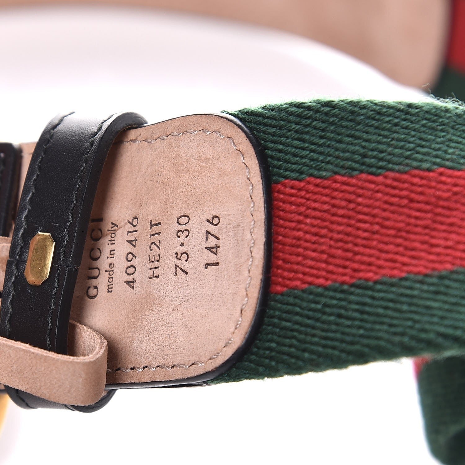 Gucci Nylon Calfskin Double G Web 40mm Belt 75 30 Green Red Black 6 of 6