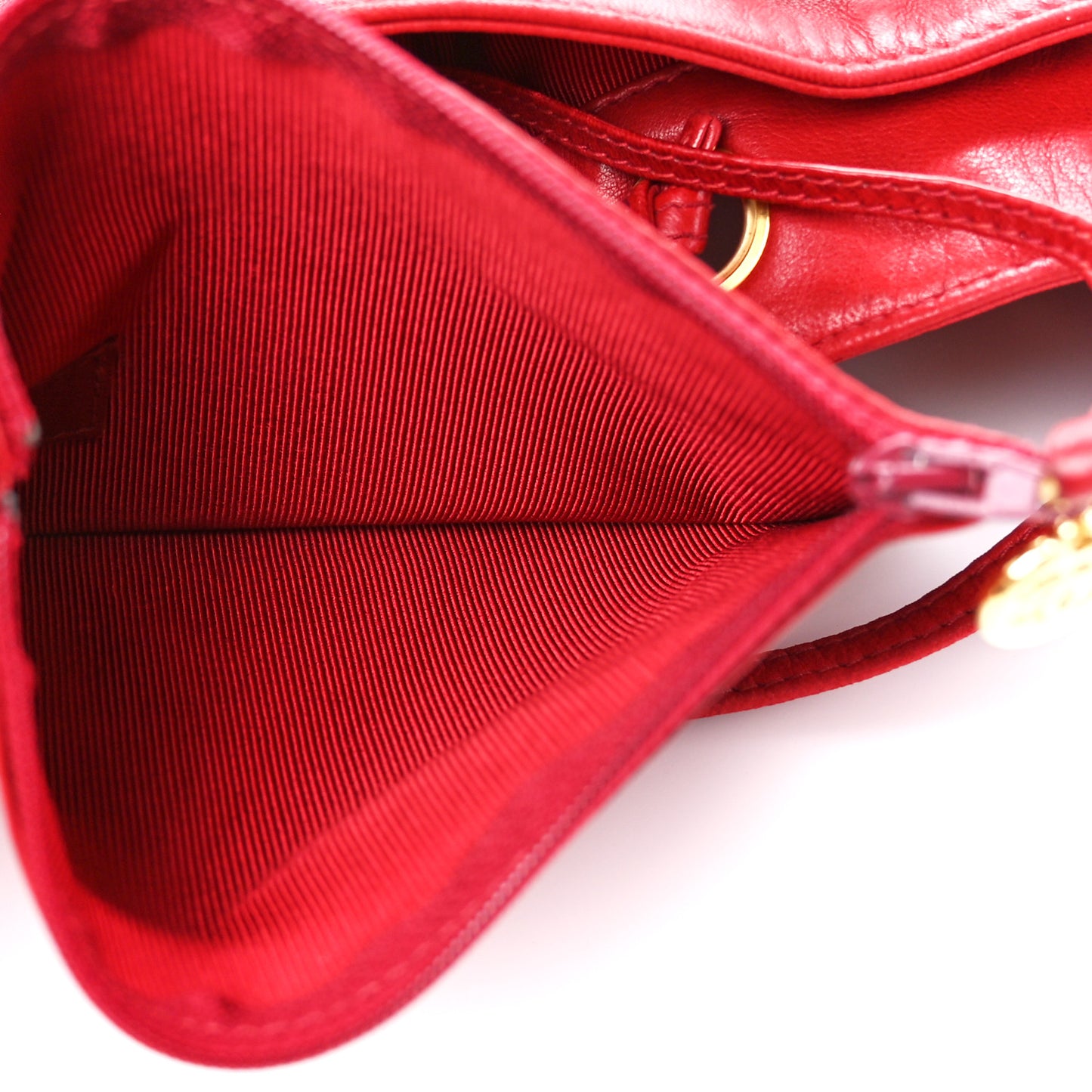 Lambskin CC Drawstring Bucket Bag Red