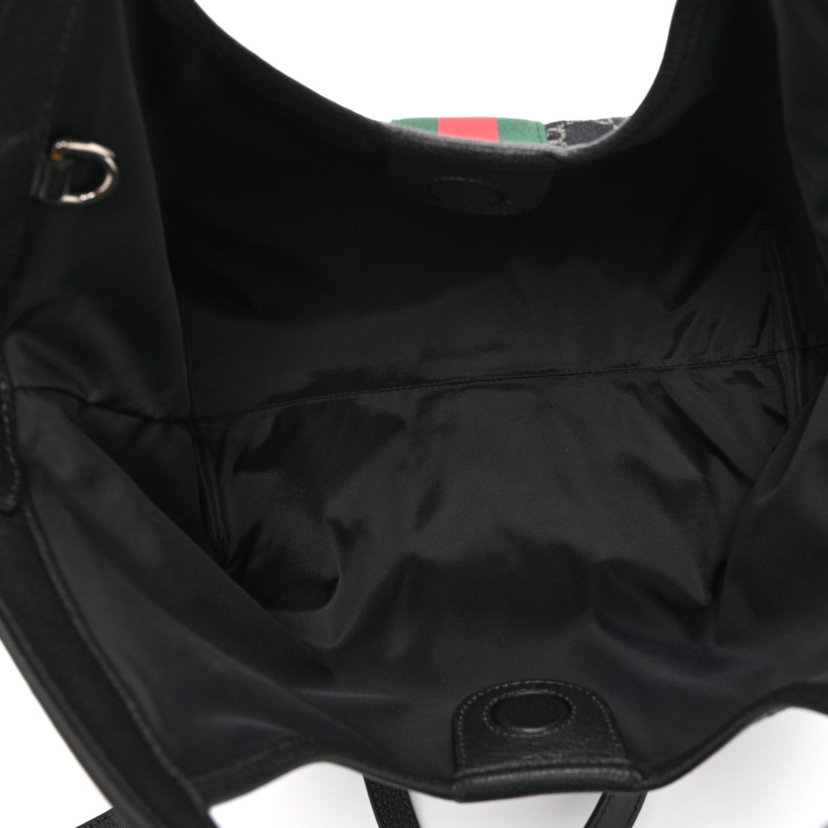Gucci Denim GG Monogram Web Small Giglio Tote Black Ivory 6 of 10