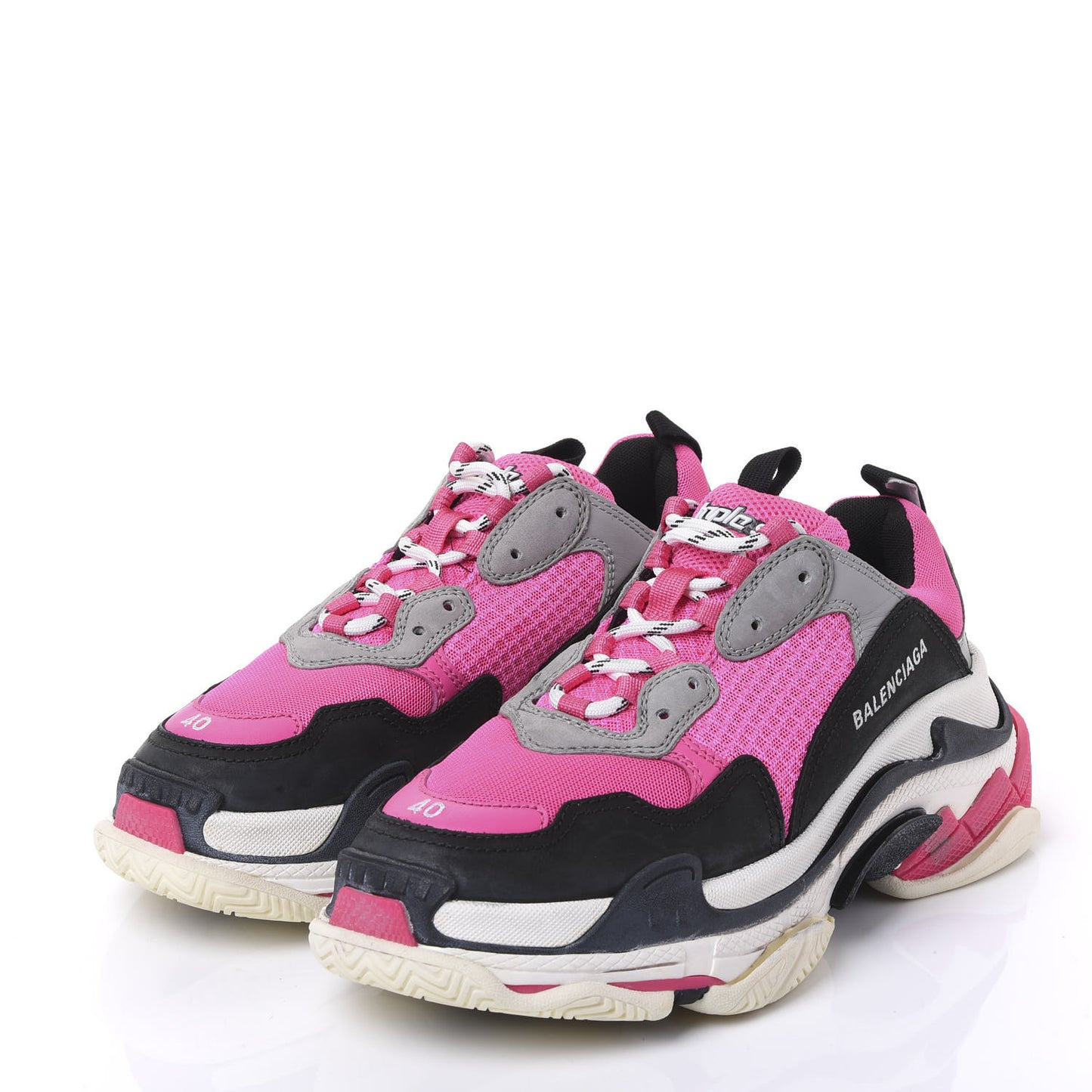 Fabric Mesh Womens Triple S Sneakers 40 Fluo Pink Grey White