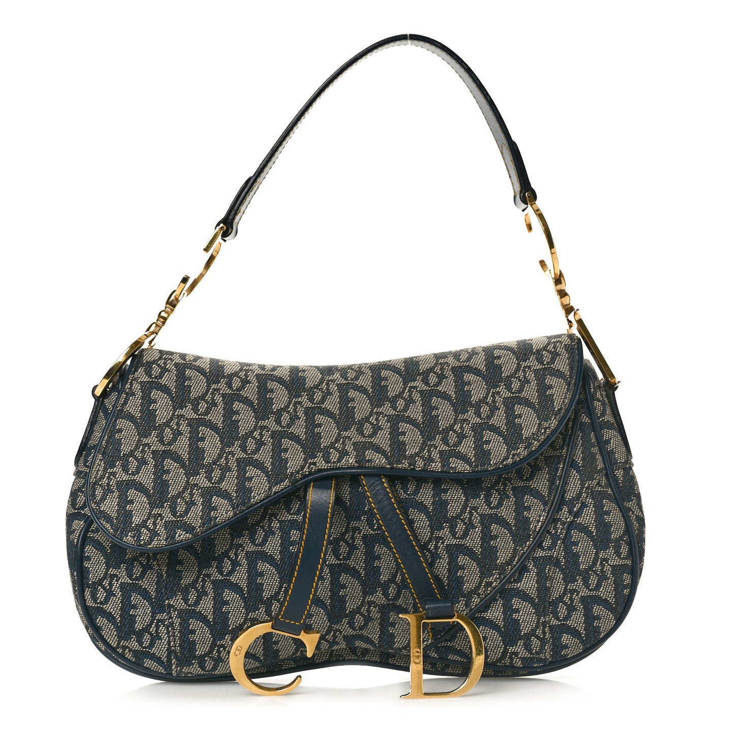 Monogram Double Saddle Bag Navy Blue