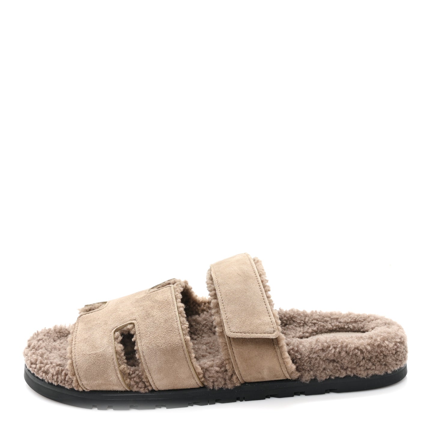 Suede Goatskin Woolskin Mens Chypre Sandals 42 Etoupe