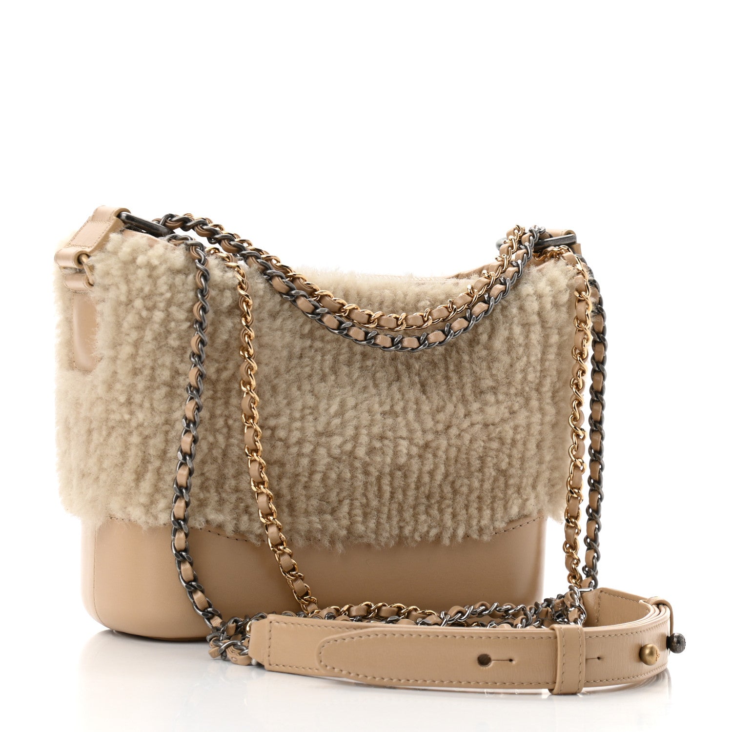 Chanel Shearling Small Gabrielle Hobo Dark Beige 3 of 10