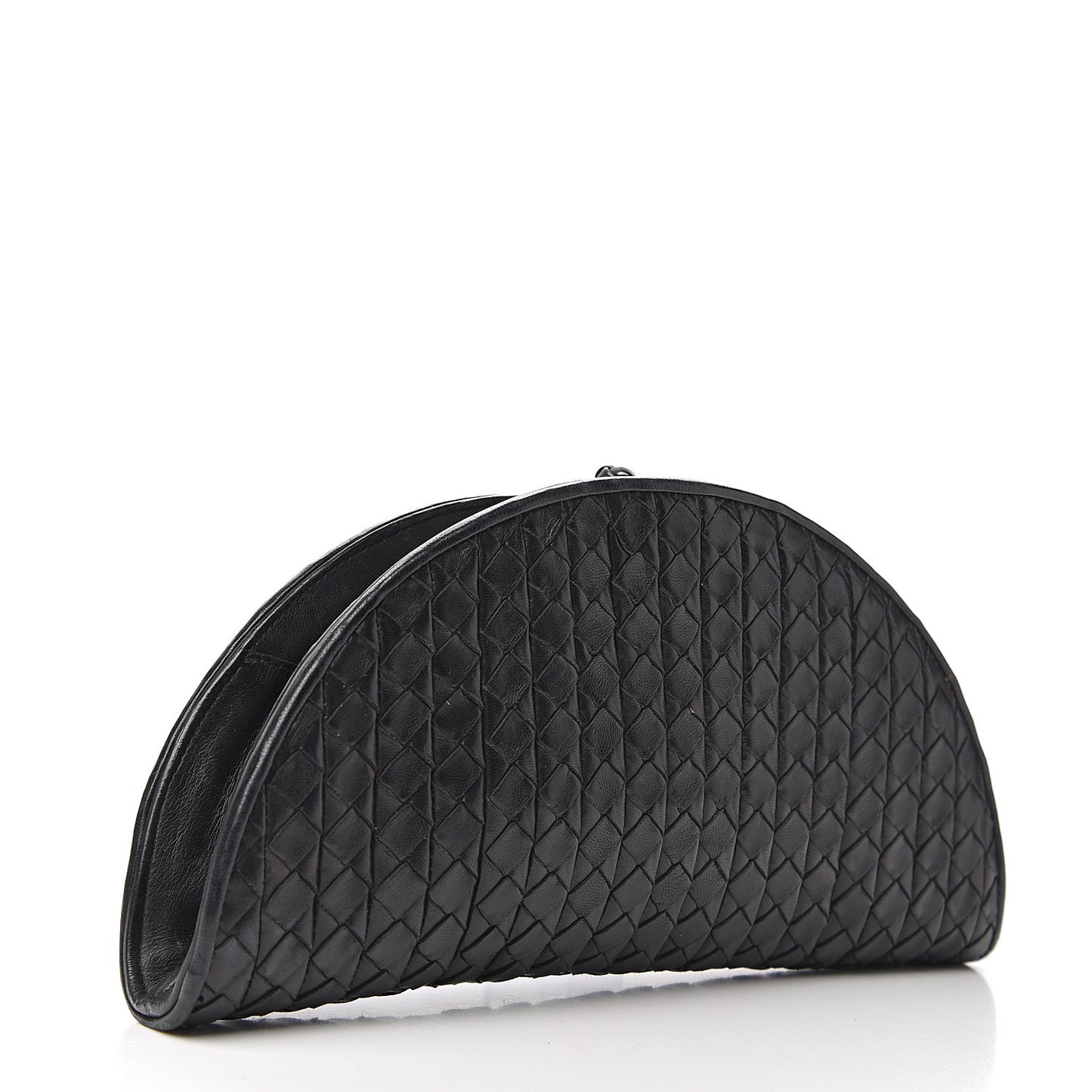 Calfskin Intrecciato Knot Clutch Black