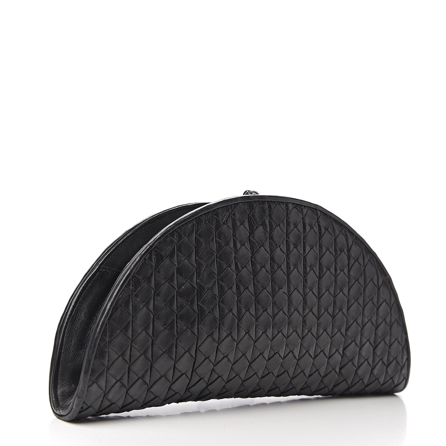 Bottega Veneta Calfskin Intrecciato Knot Clutch Black 2 of 9
