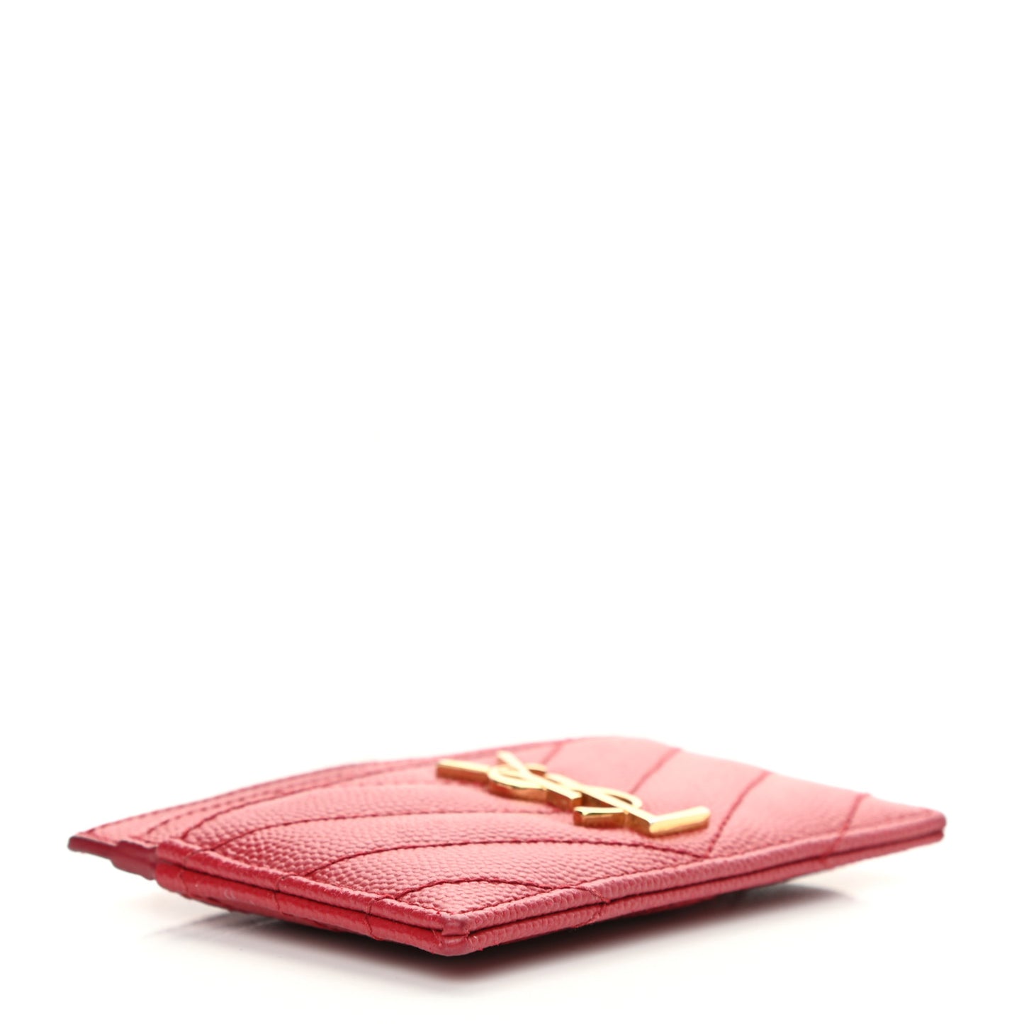 Grain De Poudre Matelasse Chevron Monogram Credit Card Case New Red