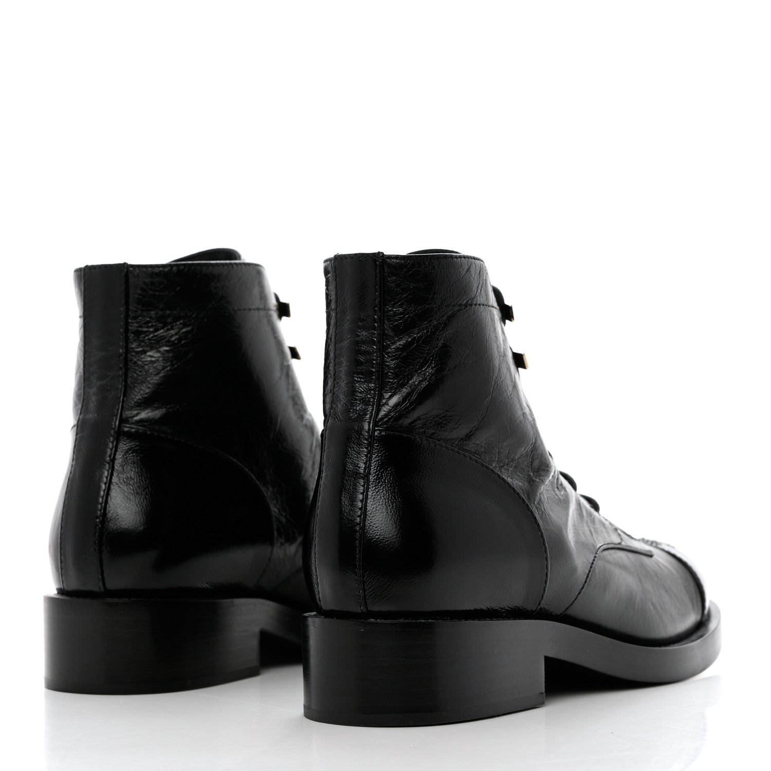 Chanel Crumpled Lambskin Shiny Calfskin Combat Boots 38.5 Black 4 of 8