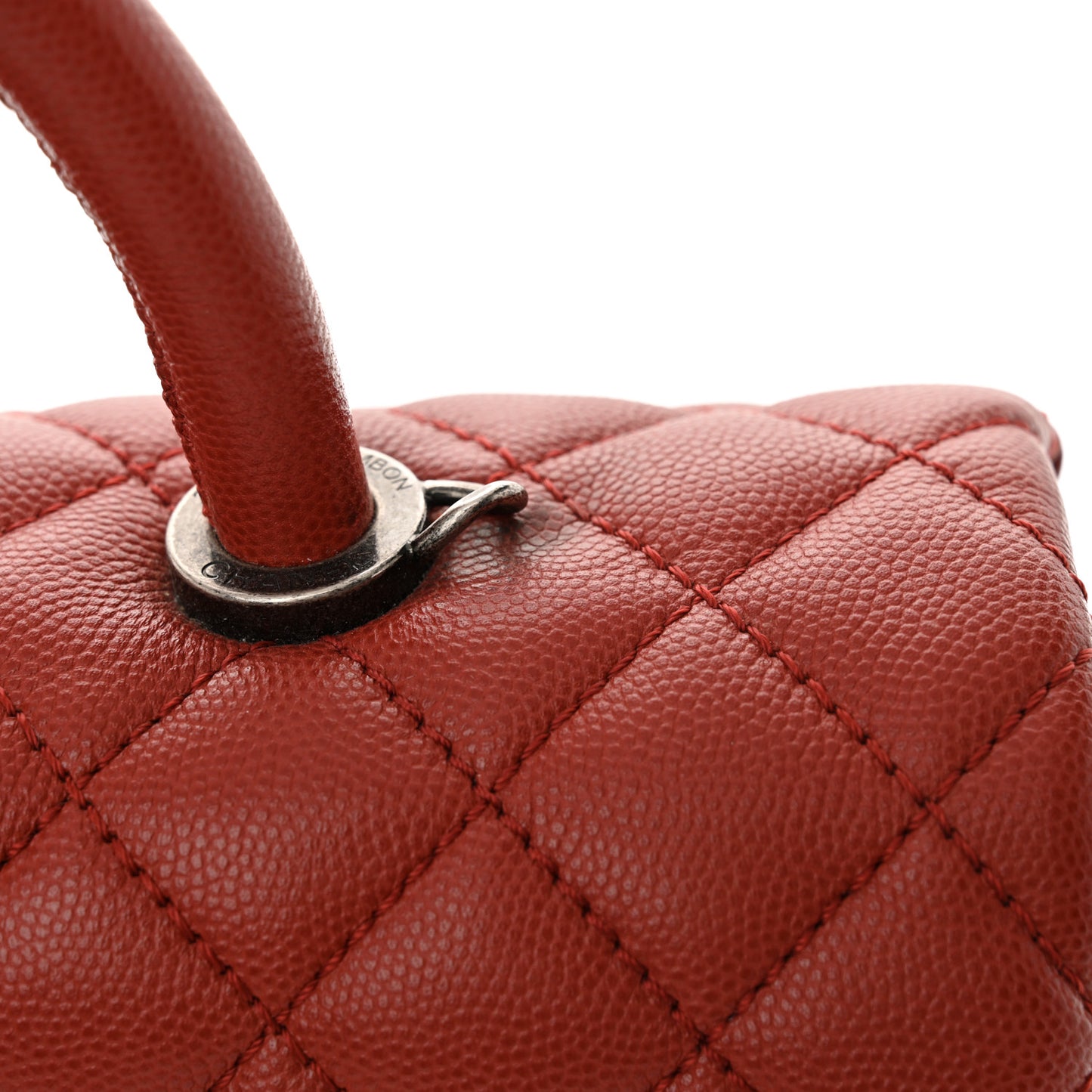 Caviar Quilted Medium Coco Handle Flap Dark Red