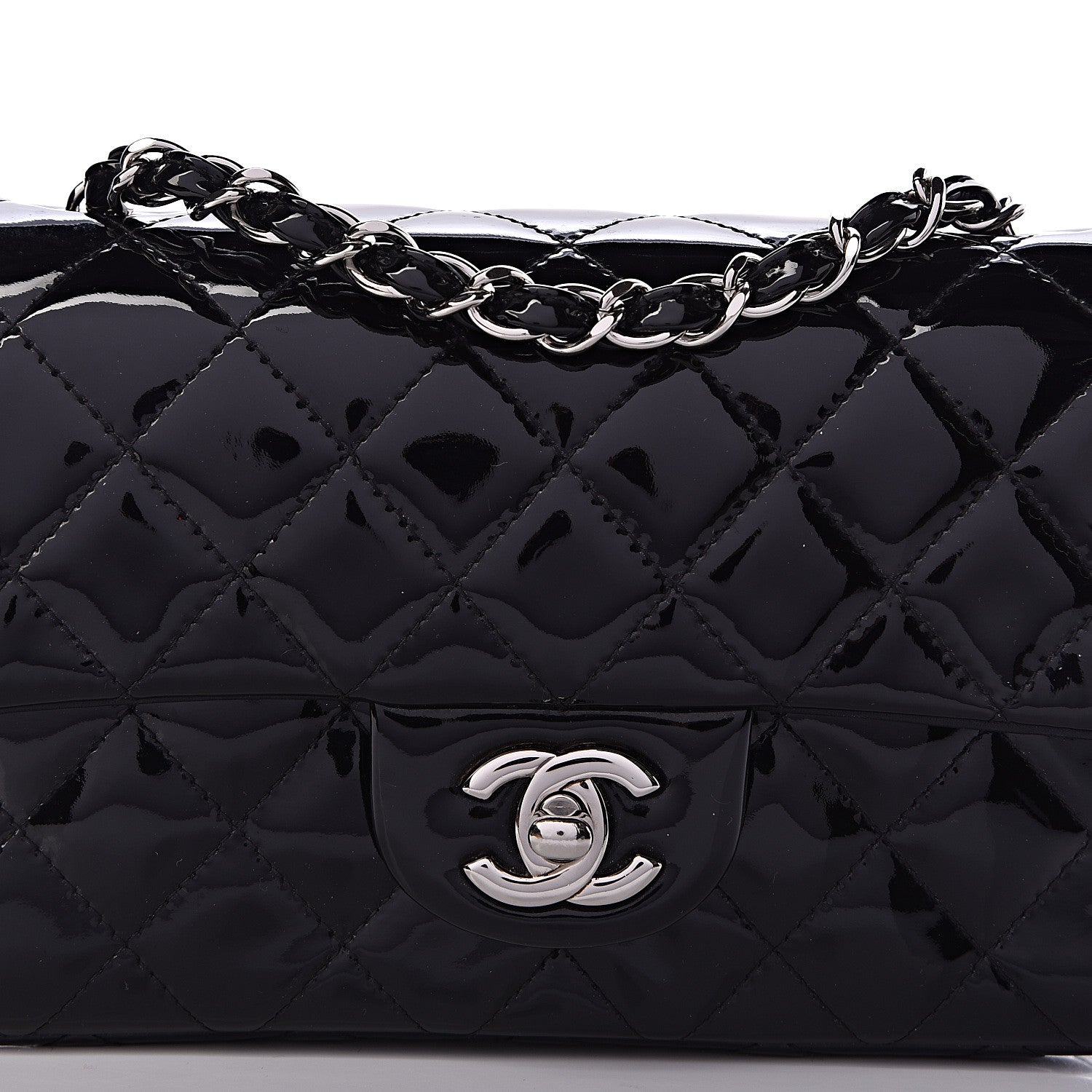 Chanel Patent Calfskin Quilted Mini Rectangular Flap Black 10 of 14