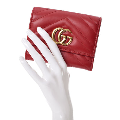 Gucci Calfskin Matelasse GG Marmont Wallet Hibiscus Red 2 of 9