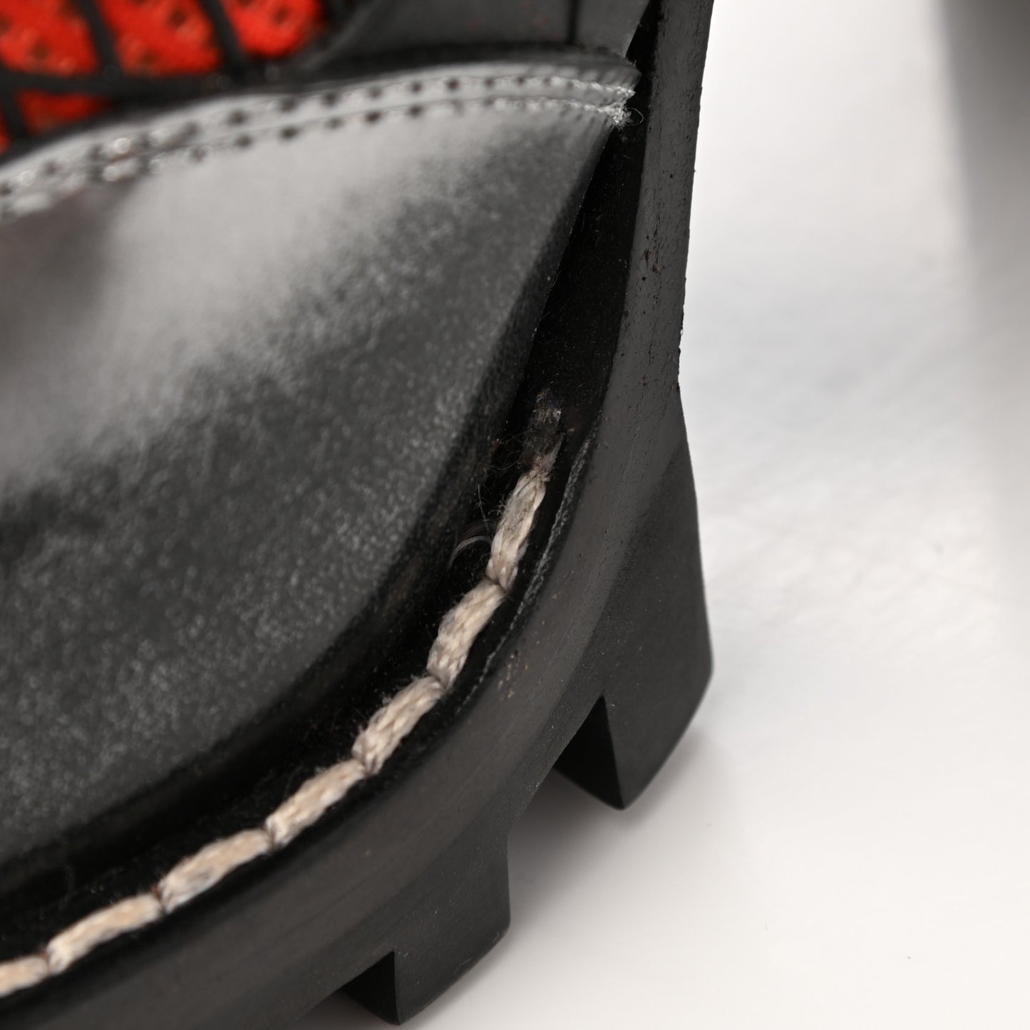 Metallic Calfskin Technical Fabric Digital Gate Ankle Boots 41 Black Red