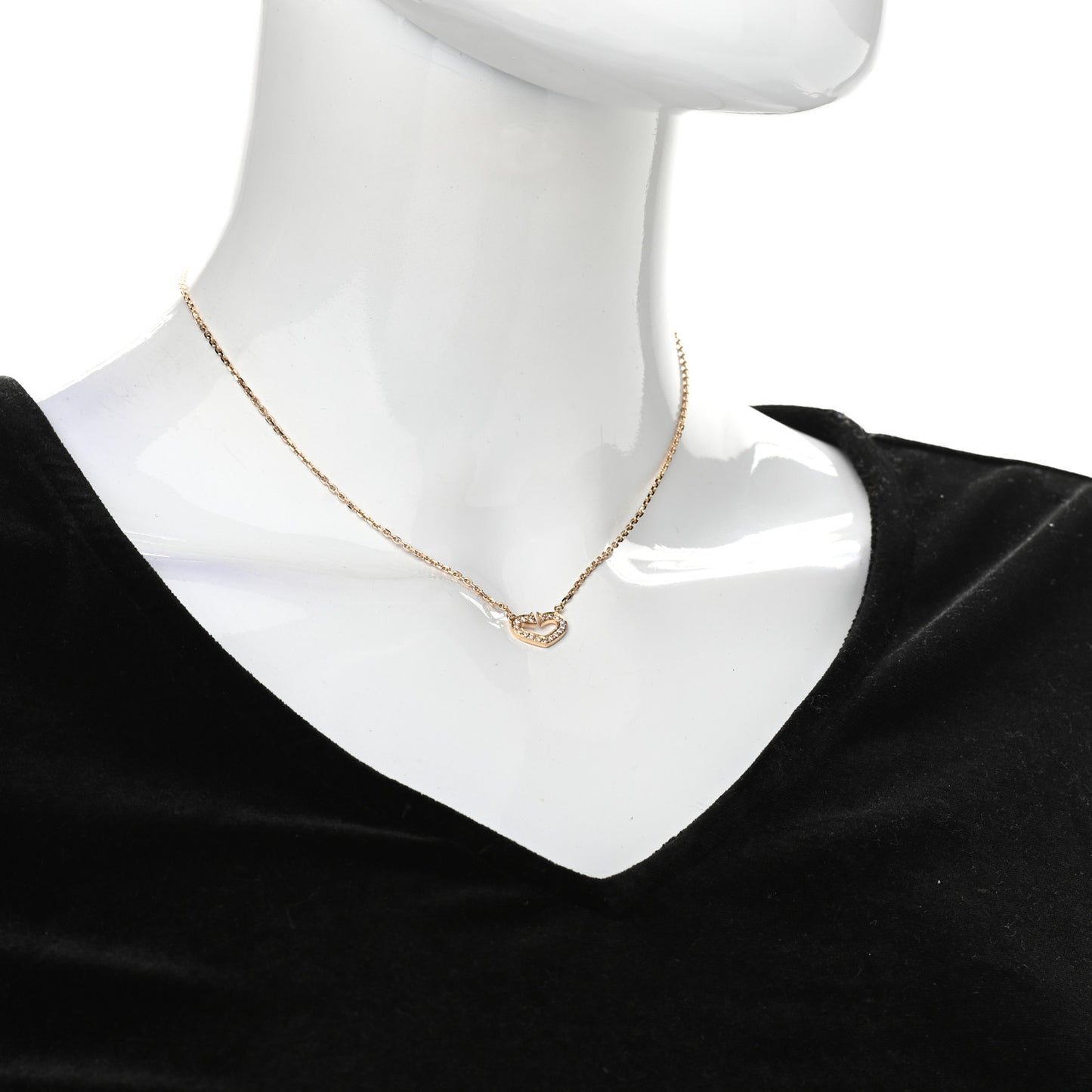 18K Pink Gold Diamond Hearts and Symbols Pave Necklace