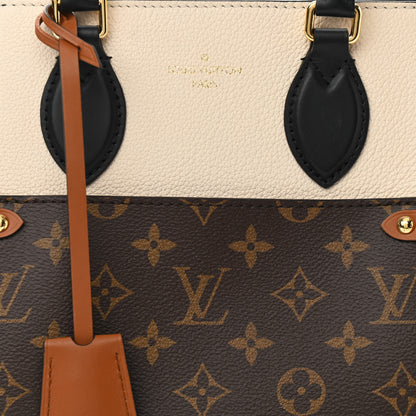 Louis Vuitton Calfskin Monogram Fold Tote PM Cream Khaki Black 8 of 10