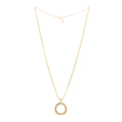 Cartier 18K Pink Yellow White Gold Diamond Trinity Double Bead Chain Pendant Necklace 3 of 7