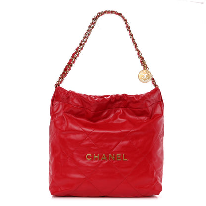 Chanel Shiny Calfskin Quilted Small Chanel 22 Red 3 of 11