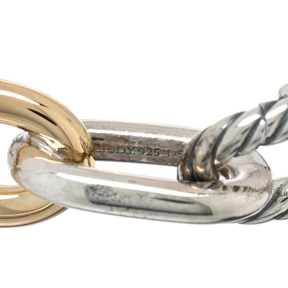 David Yurman Sterling Silver 18K Yellow Gold Cultured Pearl DY Madison Link Chain Bracelet 3 of 4